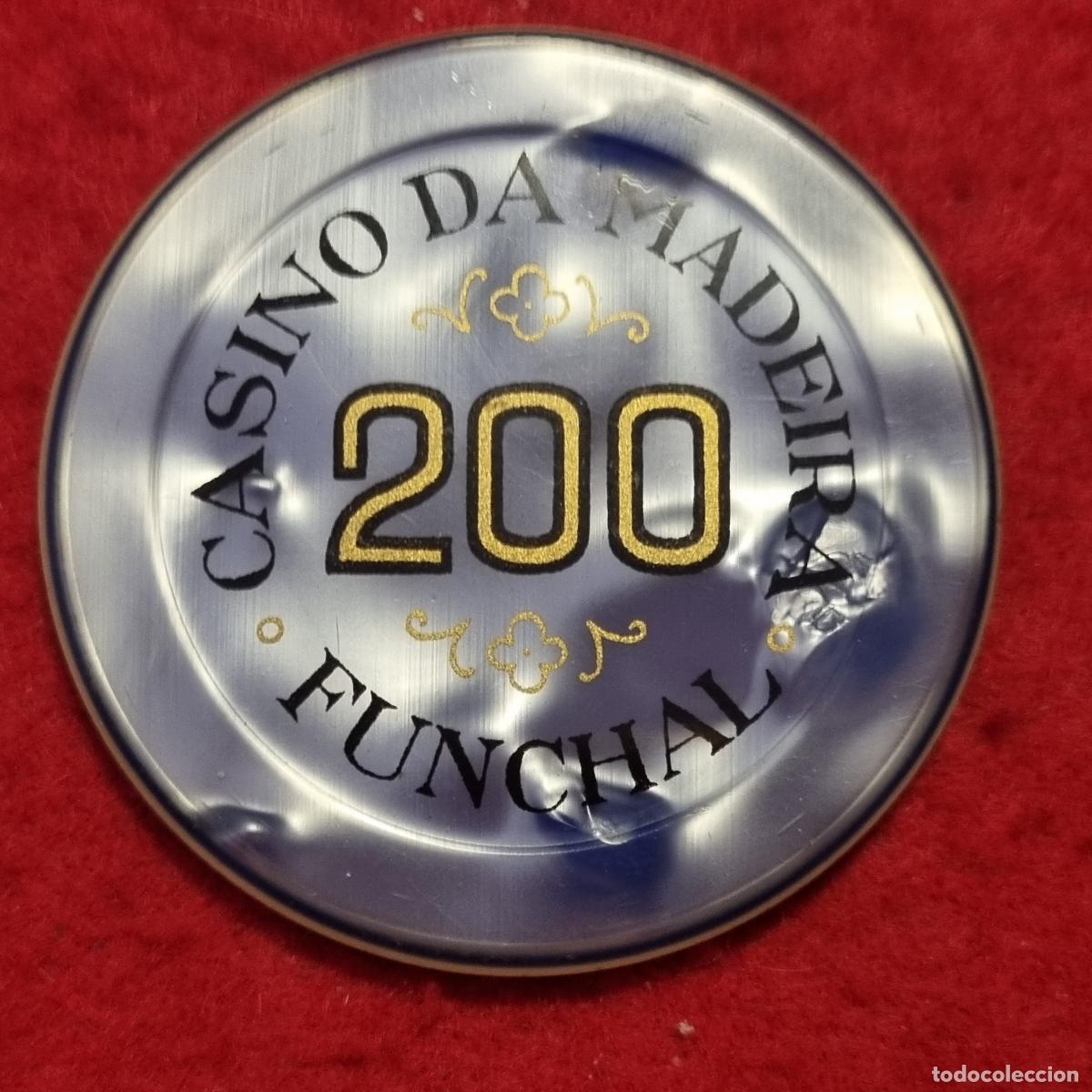 Monedas locales: FICHA ANTIGUA CASINO DE MADEIRA PORTUGAL VALOR 200 FUNCHAL MUY GRANDE ORIGINAL C9