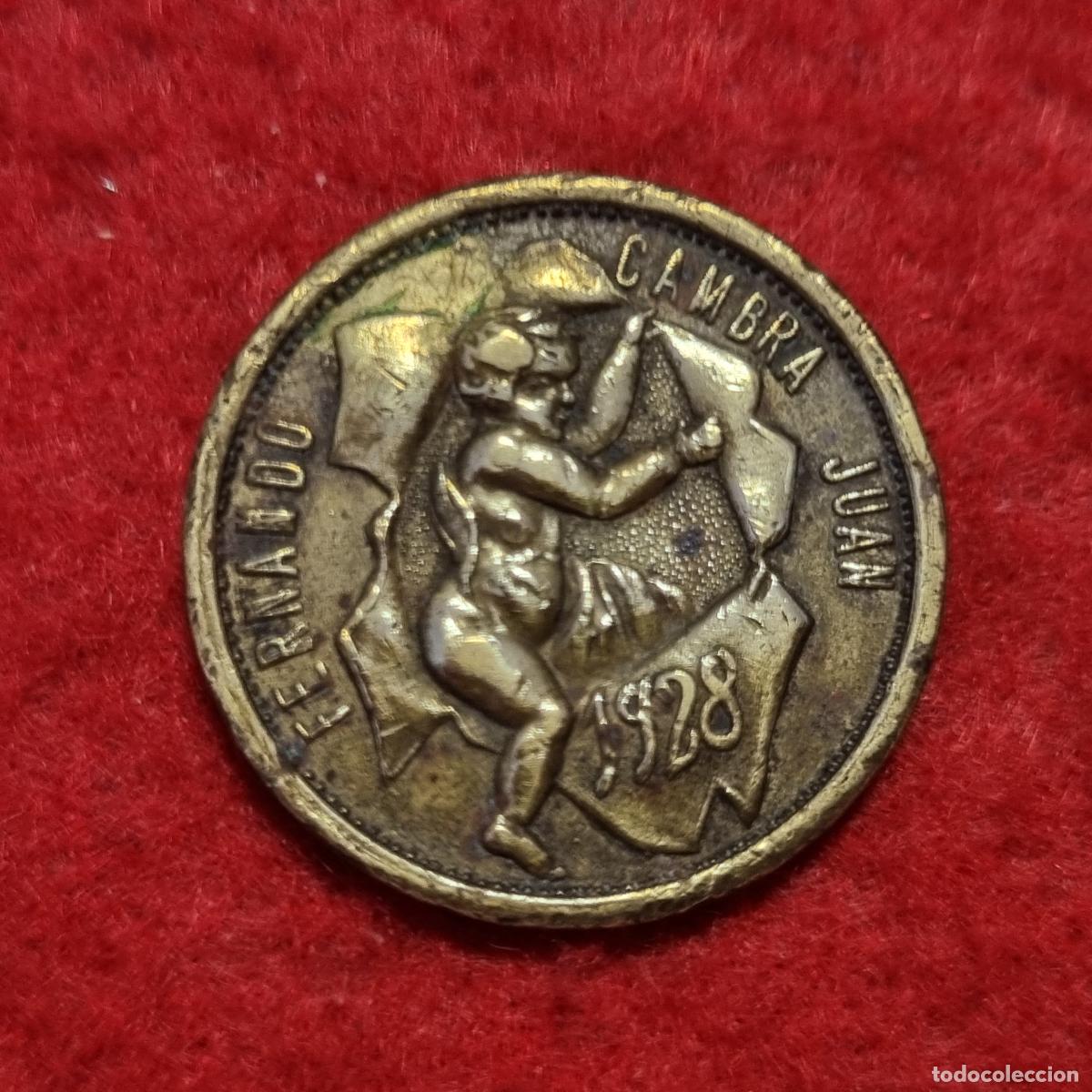 Monedas locales: FICHA ANTIGUA RECUERDO NACIMIENTO FERNANDO CAMBRA 1928 CURIOSA ORIGINAL C9