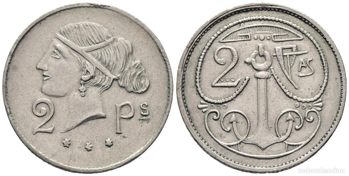 Monedas locales: *** MUY BONITA FICHA 2 PESETAS DE CASINO. ANCLA EN REVERSO ***