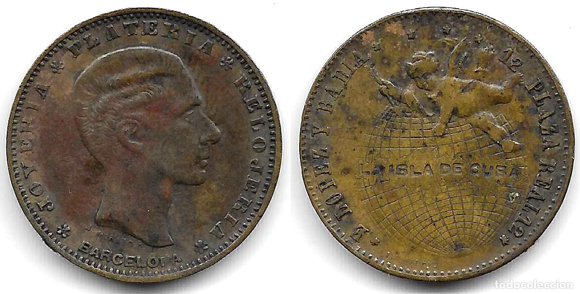 Moedas locais: FICHA COOPERATIVA. LA ISLA DE CUBA. BARCELONA