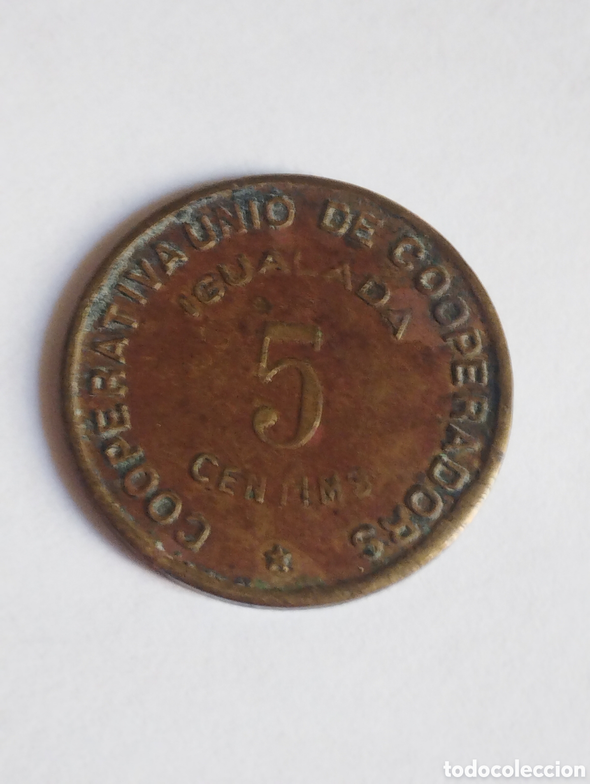 Monedas locales: 5cts Igualada cooperativa uni&oacute; de cooperadors a&ntilde;o 1937