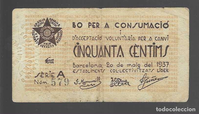 Monedas locales: BARCELONA, 50 CTS.-BO PER A CONSUMACIO- VER FOTOS