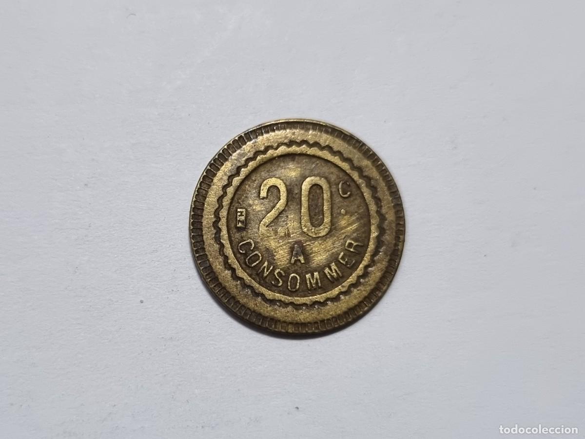 Local Coins: Moneda Ficha Jeton 20 Centimos Franco Consumir HZ Henri Zoegger Token Francia