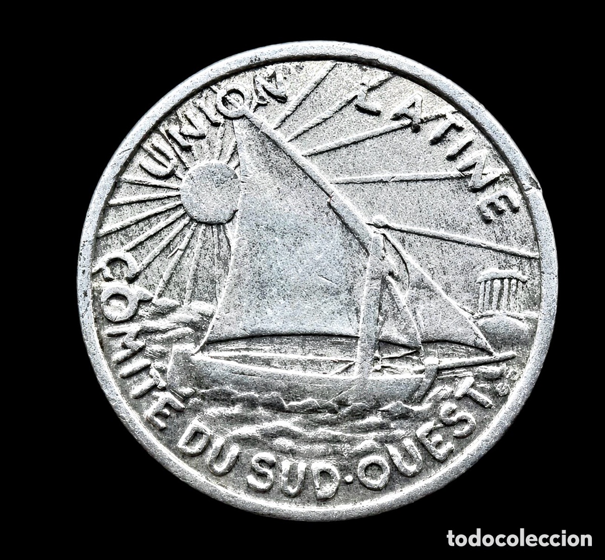 Monedas locales: FICHA FRANCESA 1922&ndash; TOULOUSE (FRANCIA) 10 CENTIMES &ndash; UNION LATINE &ndash; HOTEL DU SUD OUEST