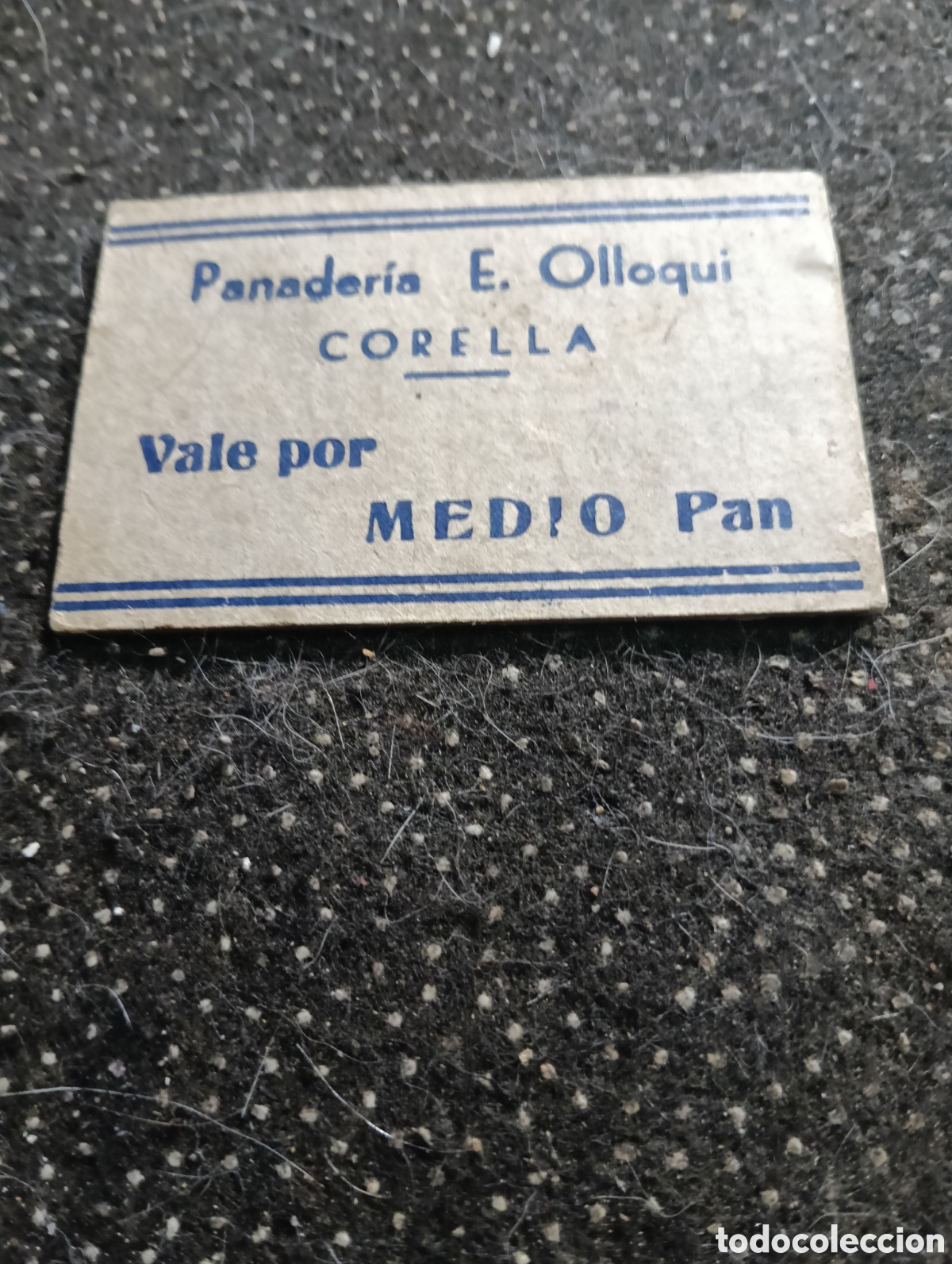 Monedas locales: 1940 aprox.Vale por medio pan, Panader&iacute;a Esteban Ollorqui, Corella, (Navarra) muy bien conservado