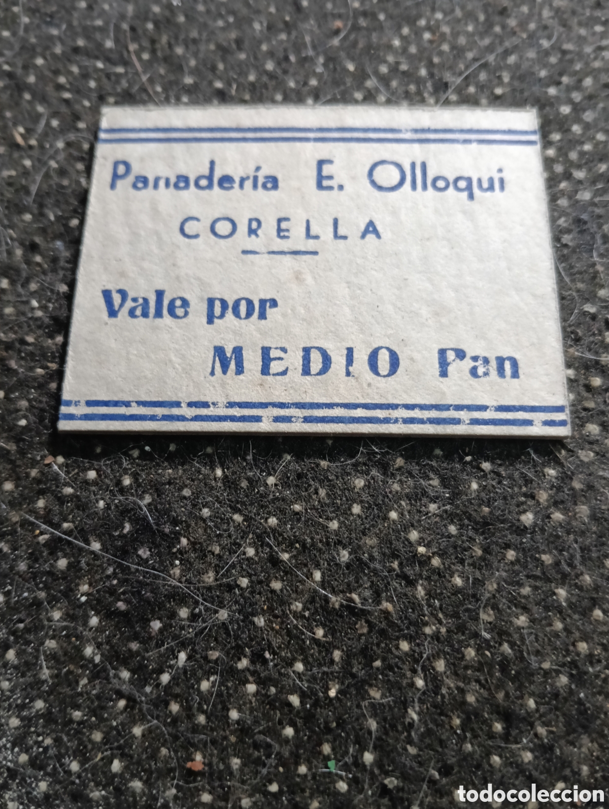 Monedas locales: 1940 aprox.Vale por medio pan, Panader&iacute;a Esteban Ollorqui, Corella, (Navarra) muy bien conservado