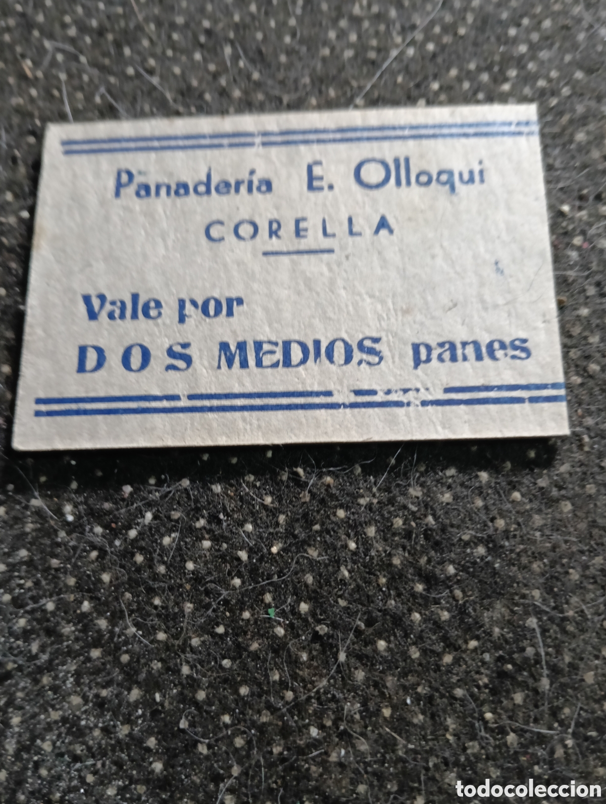 Monedas locales: 1940 aprox.Vale por dos medios panes, Panader&iacute;a Esteban Ollorqui, Corella, (Navarra) muy bien conser