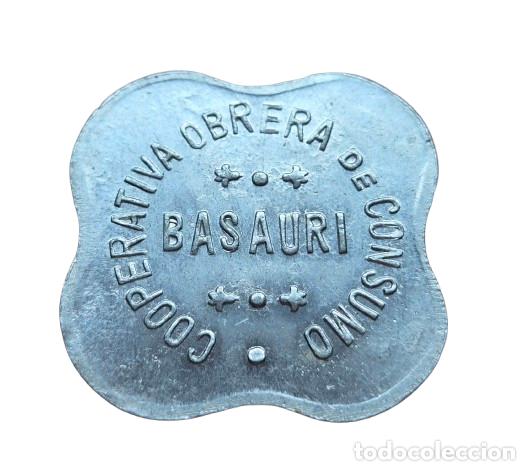 Monedas locales: Ficha Cooperativa. BASAURI. 1 litro de LECHE