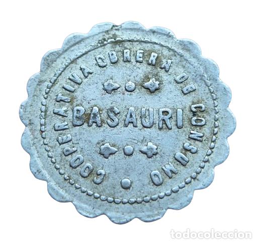 Monedas locales: Ficha Cooperativa. BASAURI. 1 peseta CARNE