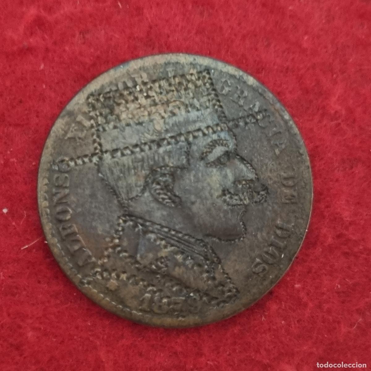 Monedas locales: FICHA MONEDA 10 CENTIMOS 1879 COBRE TRABAJO DE PRISION O CARCEL ORIGINAL C11