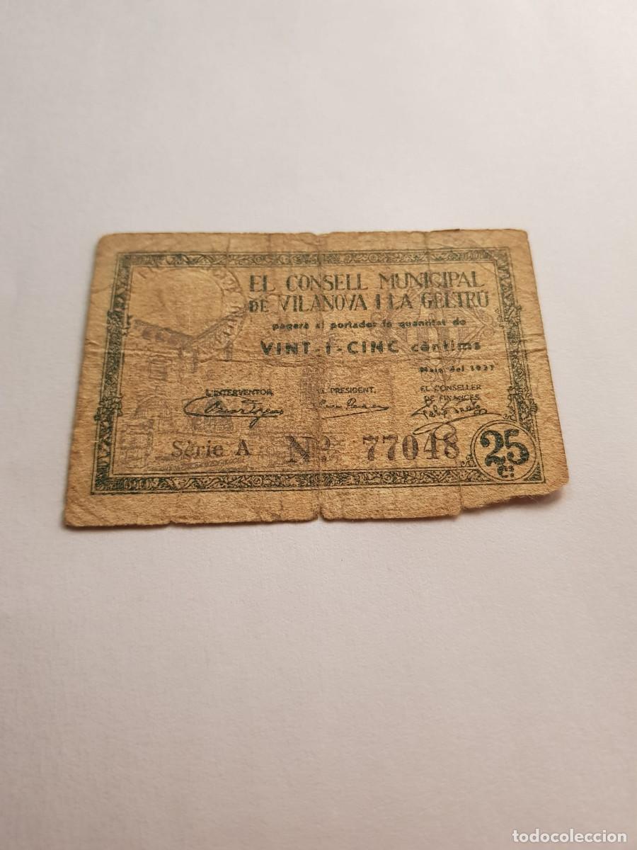 Monedas locales: VILANOVA I LA GELTRU- 25 CENTIMOS- MAYO DE 1937 - Foto 1