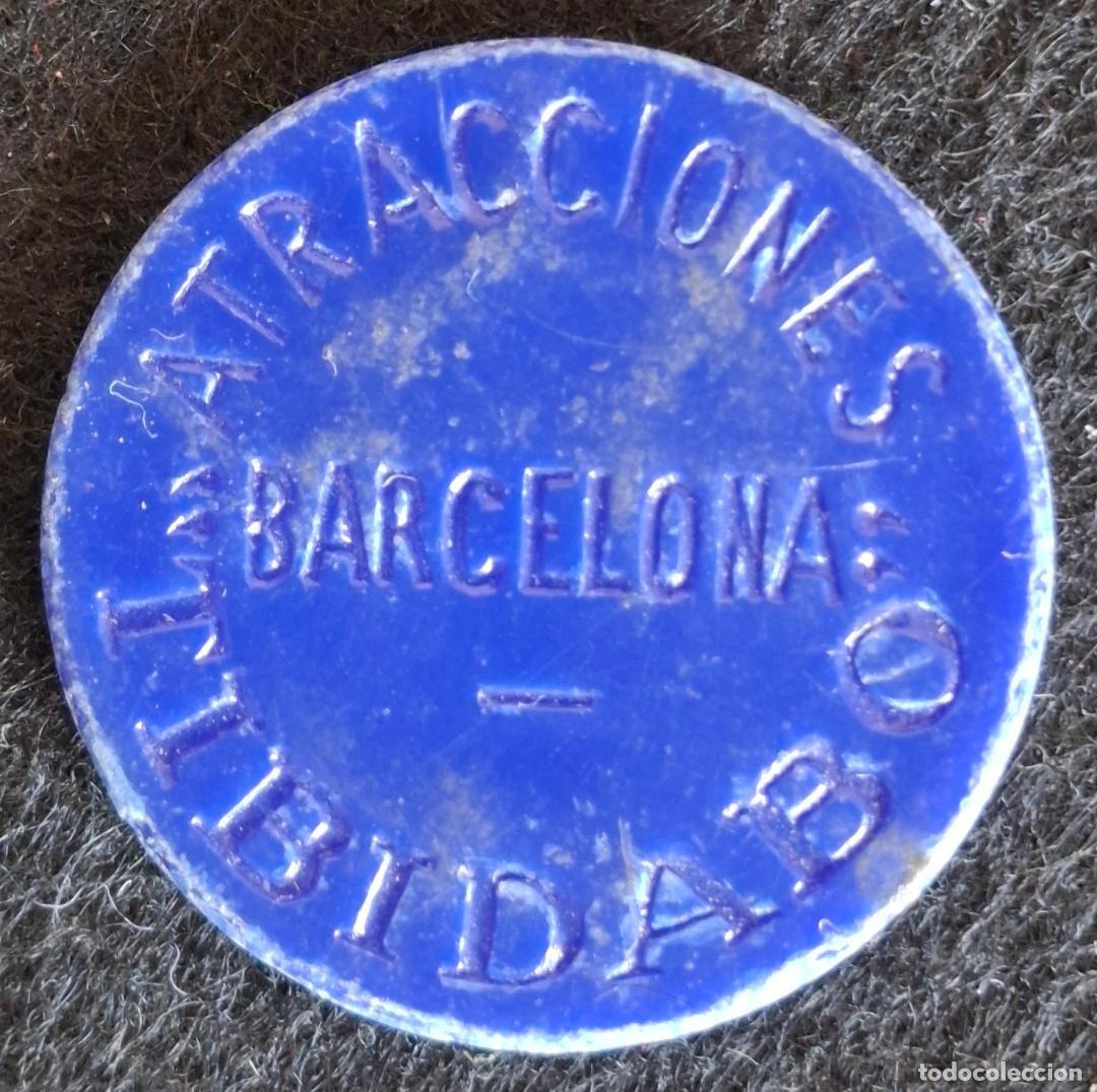 Monnaies locales: (FCP-9)FICHA DE BAQUELITA AZUL DE ATRACCIONES TIBIDABO (BARCELONA)