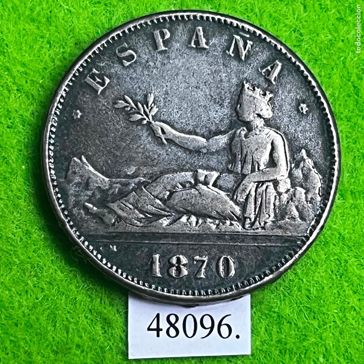 Local Coins: Espa&ntilde;a 5 pesetas 1870, moneda falsa, reproducci&oacute;n moderna, token, jeton