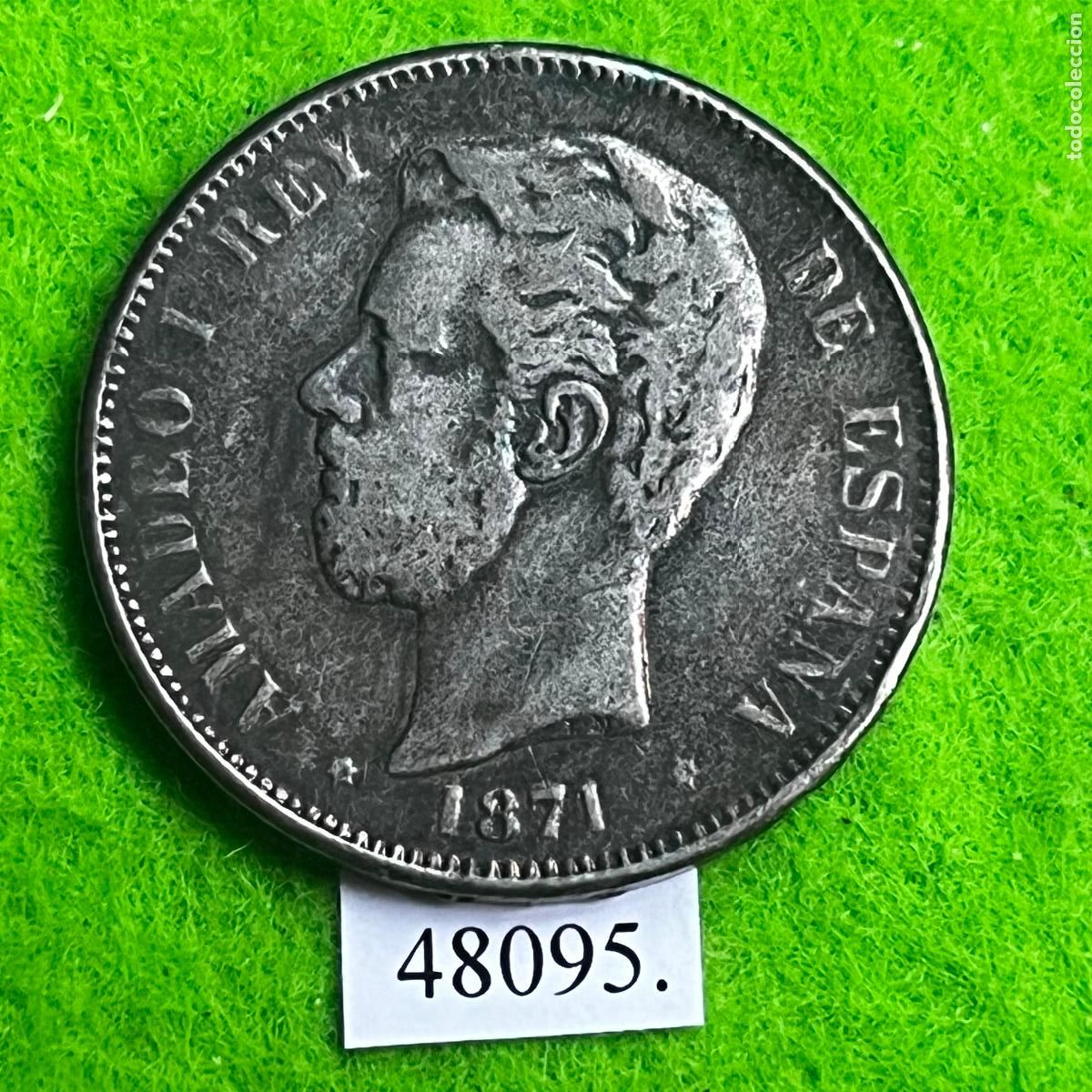 Monedas locales: Espa&ntilde;a 5 pesetas 1871, moneda falsa, reproducci&oacute;n moderna, token, jeton