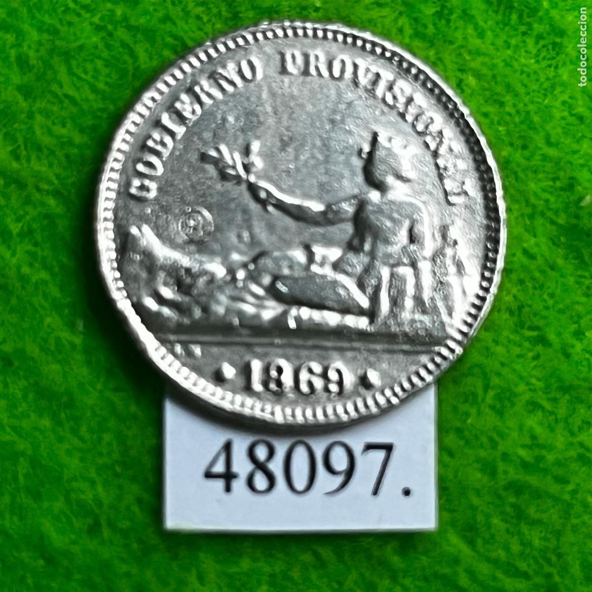 Monedas locales: Espa&ntilde;a 1 peseta 1869, moneda falsa, reproducci&oacute;n moderna, token, jeton