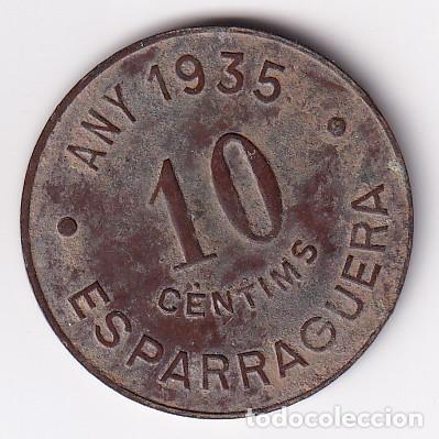 Monnaies locales: FICHA DE 10 CENTIMOS DE LA COOPERATIVA OBRERA GERMINAL DE ESPARRAGUERA DEL A&Ntilde;O 1935 (MONEDA-COIN)
