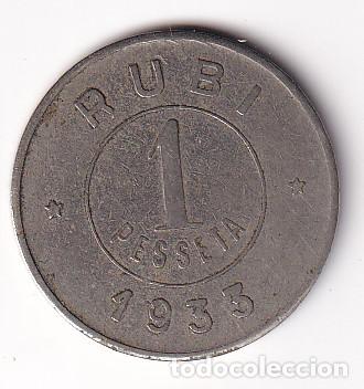 Monedas locales: FICHA DE 1 PESETA DE LA COOPERATIVA OBRERA LA RUBINENCA A&Ntilde;O 1933 - RUBI (MONEDA-COIN)