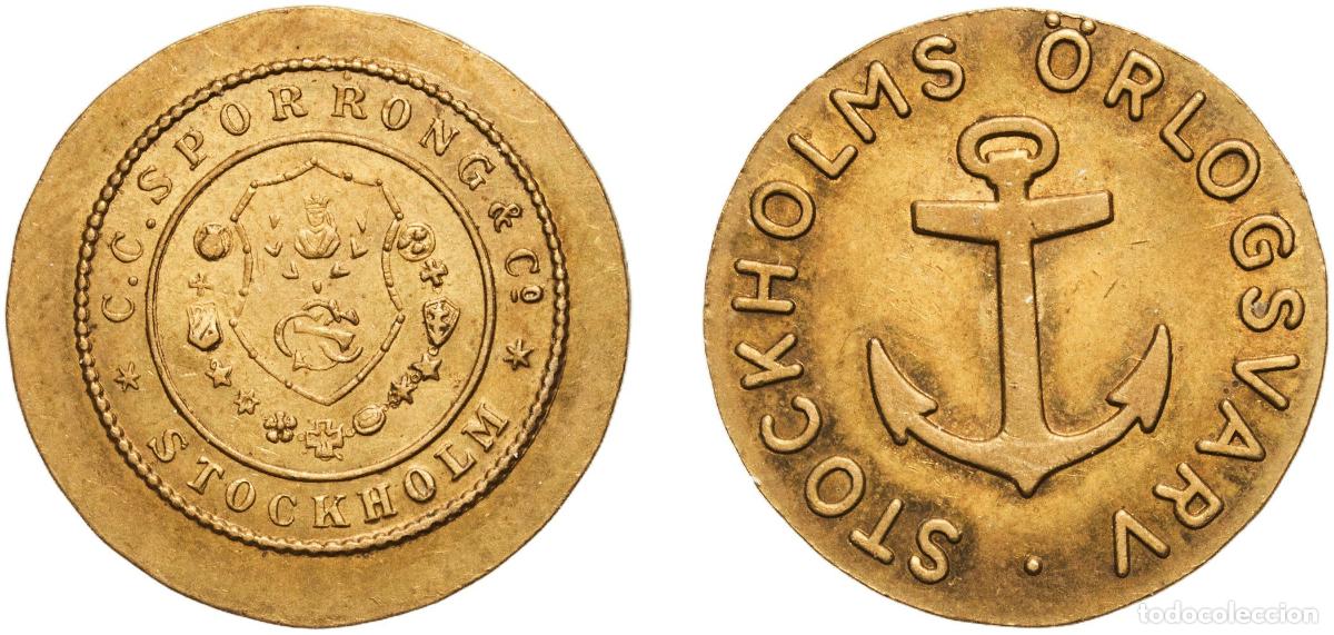 Monedas locales: Sweden ND Ferry Token - Stockholms &Ouml;rlogsvarv Brass Sporrong & Co. Mint 2g AU Smith RV 706 WTTP 82