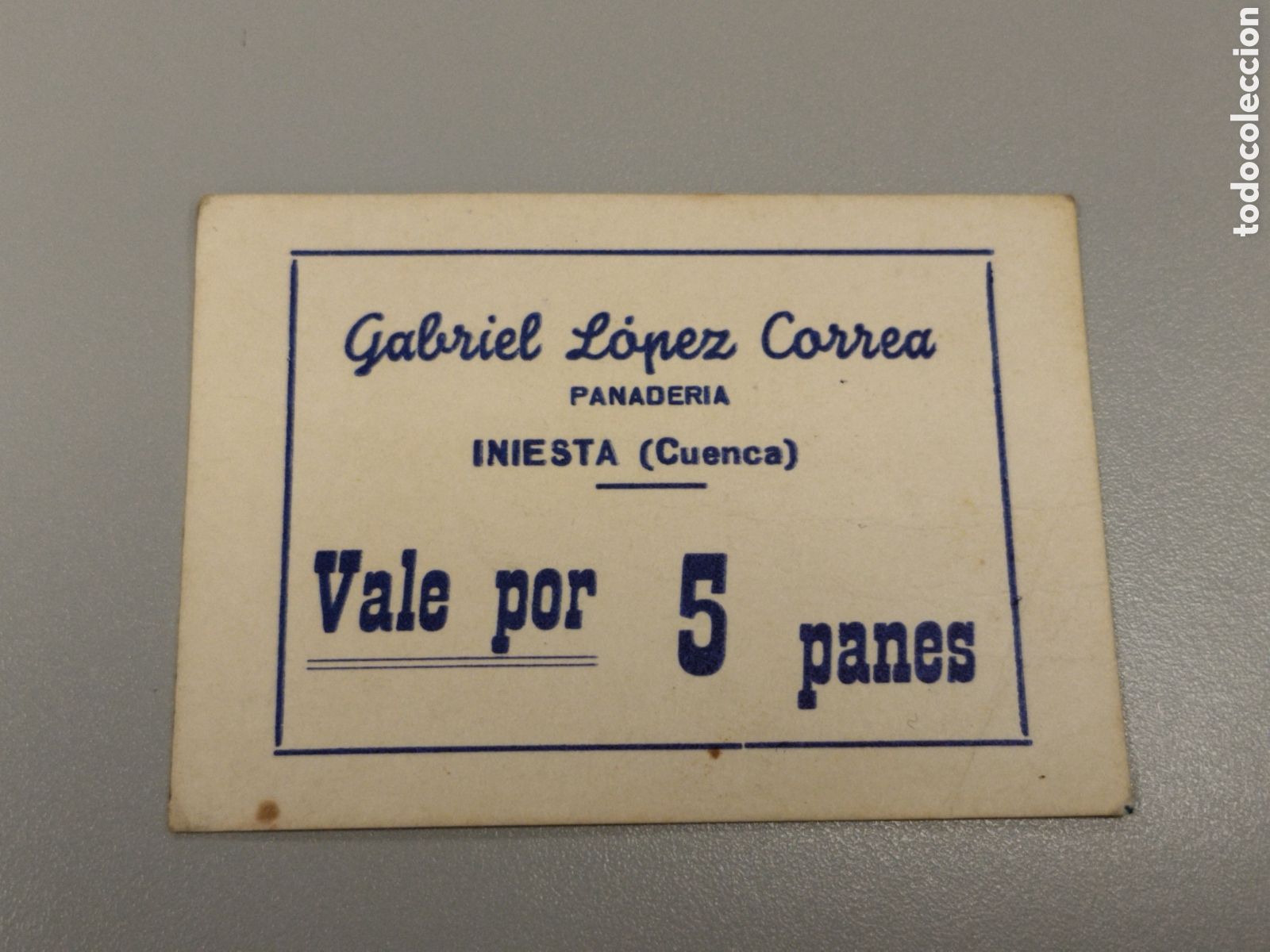 Monedas locales: Vale de pan post guerra civil Iniesta (cuenca). 5 panes vales locales.racionamiento.cartilla.auxili