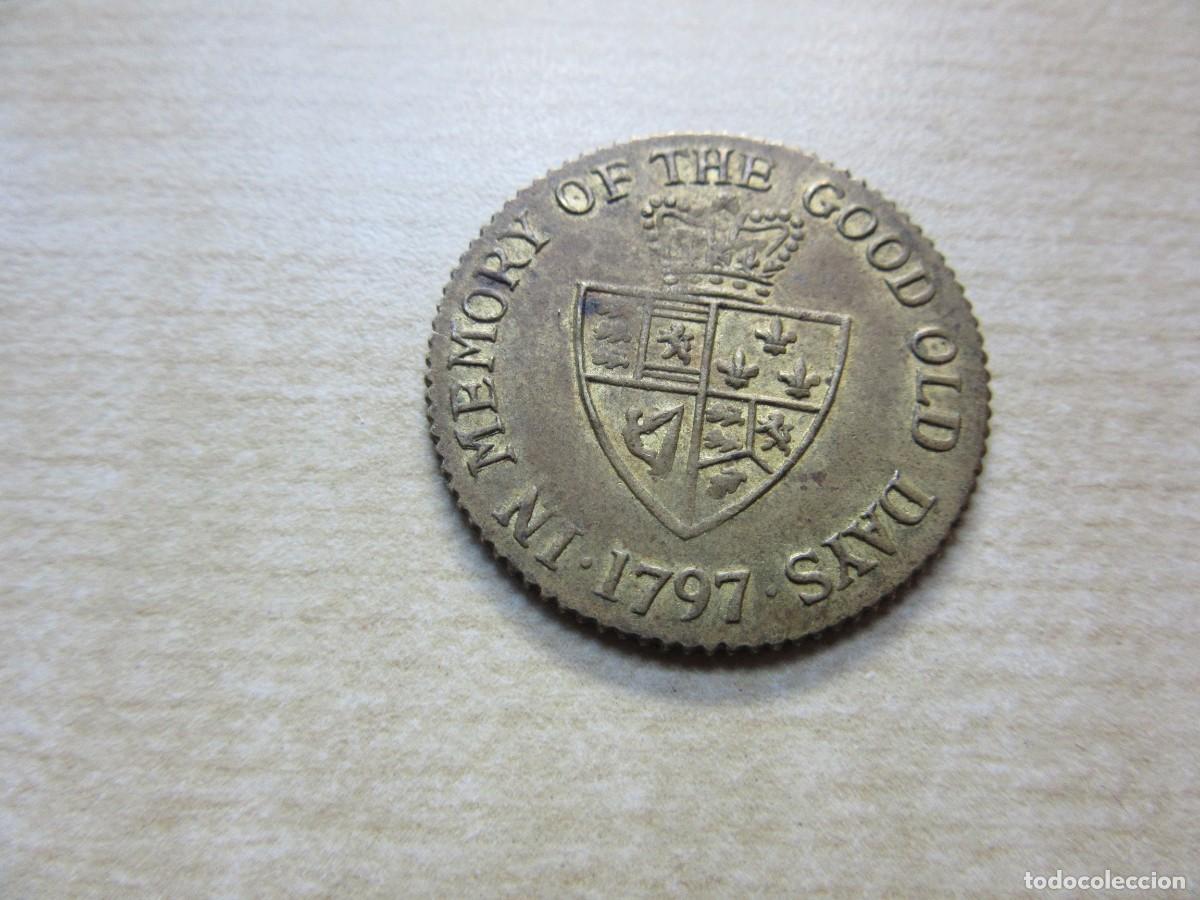 Monedas locales: Jet&oacute;n de Jorge III de Reino Unido Fechado en 1797 En memoria de los Buenos D&iacute;as Di&aacute;metro 2,5 cm