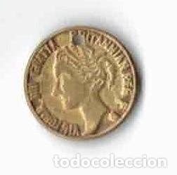 Monedas locales: Antigua Ficha de Juego Unifacial - Reina Victoria - Siglo XIX (Con Perforaci&oacute;n)