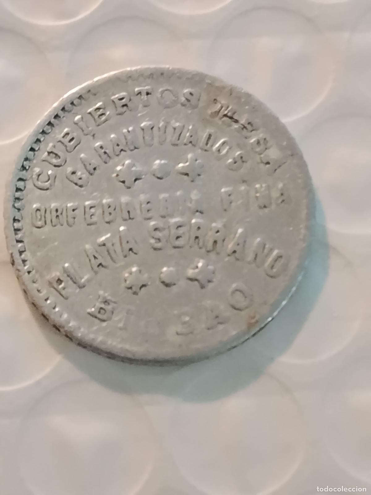 Monedas locales: Antigua Ficha Publicitaria Plata Serrano (Bilbao) - Alfonso XIII - Aluminio - Original 21mm