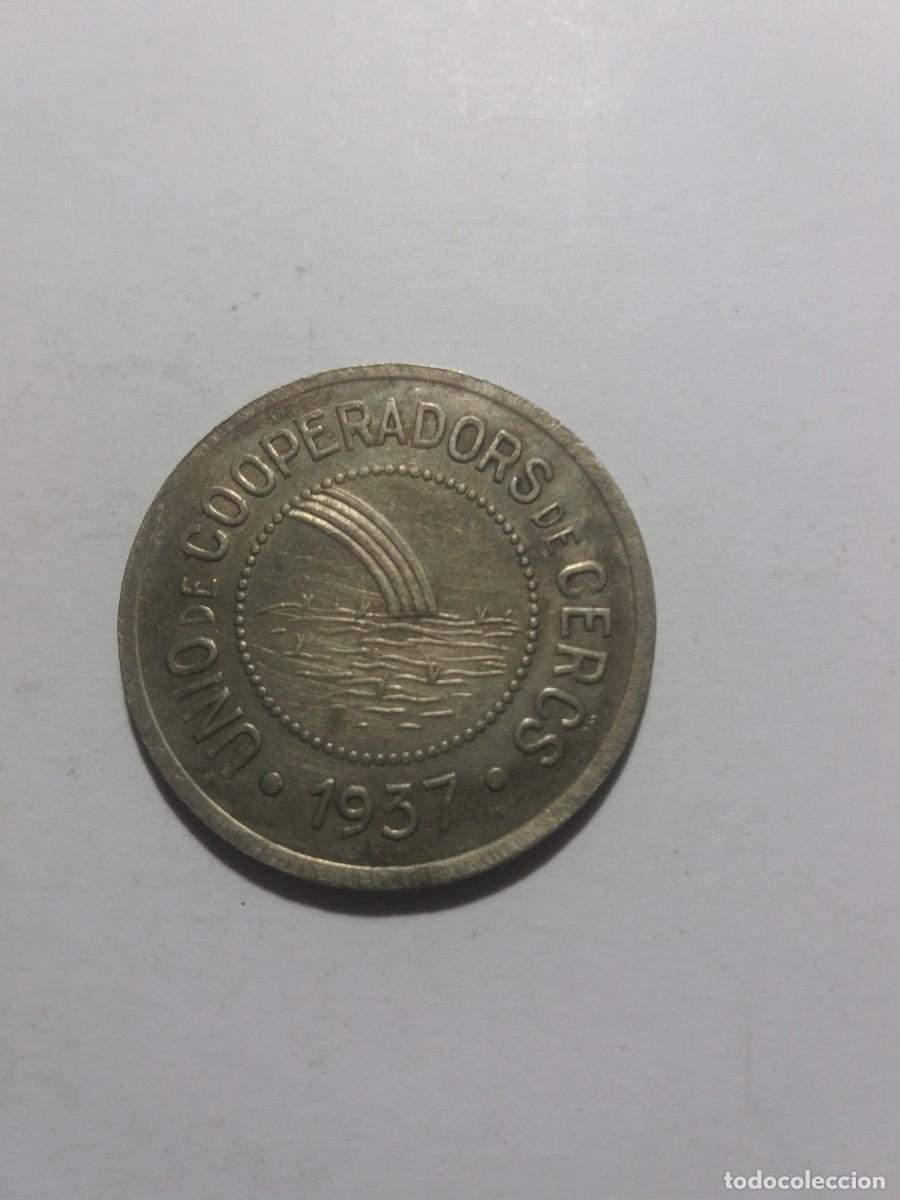 Monedas locales: Ficha Cooperativa 5 Pessetes UNIO COOPERADORS de CERCS 1937