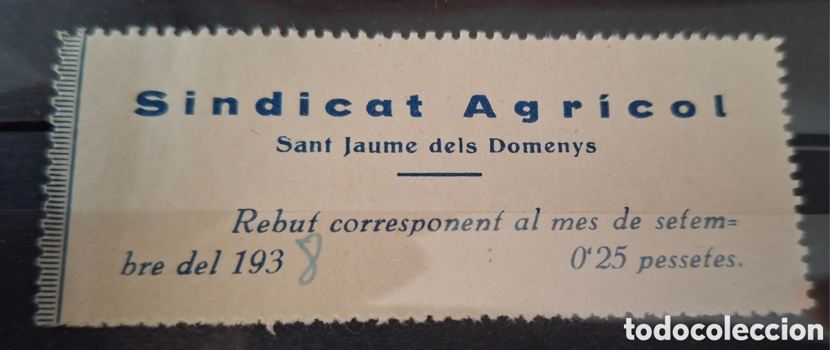 Monedas locales: Sindicat agricol Sant Jaume dels Domenys 0.25 ptas 1938