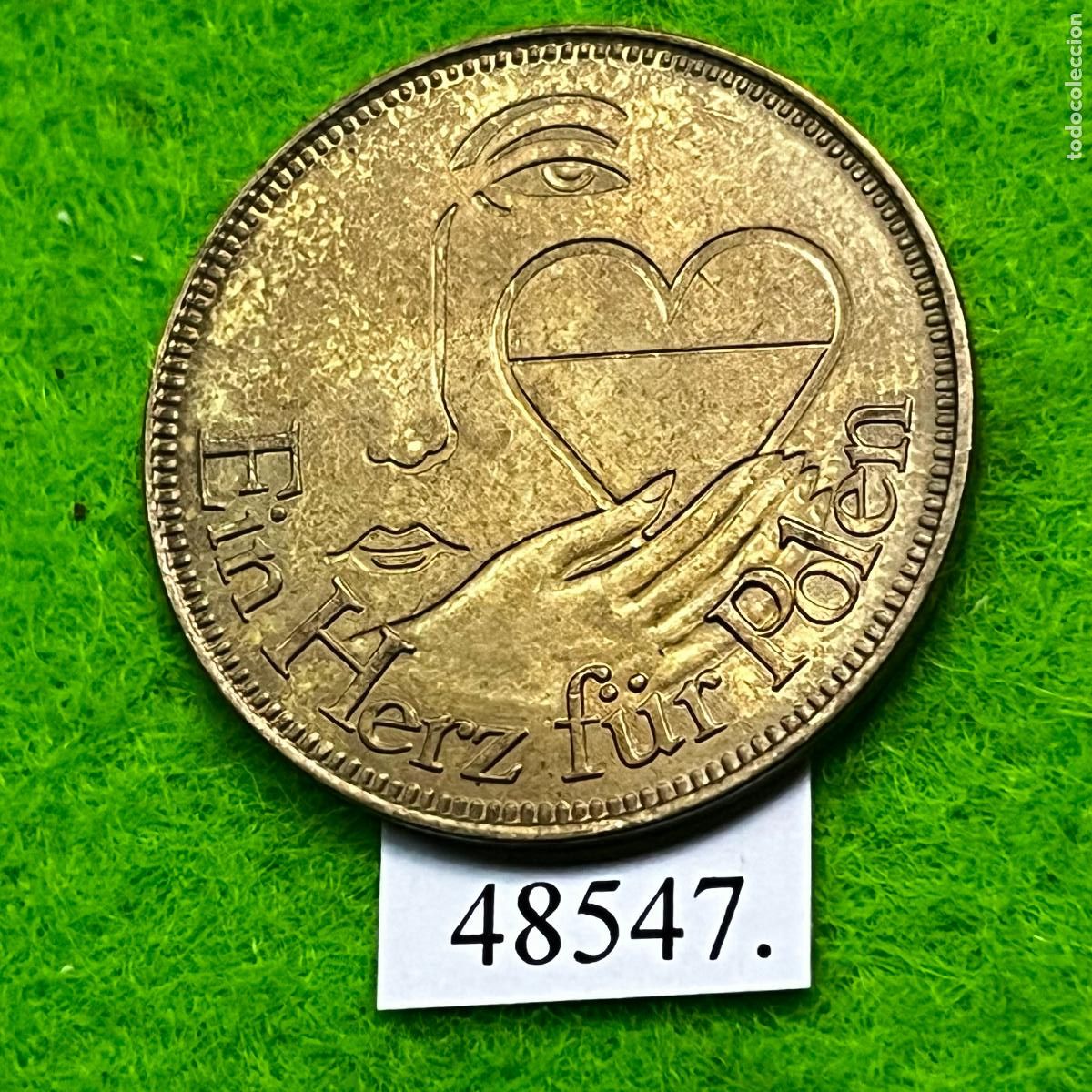 Monedas locales: Ficha Un coraz&oacute;n para Polonia, 1982, Virgen Negra de Częstochowa, token , jeton