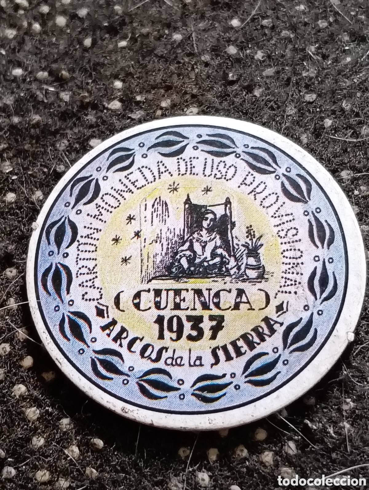 Monedas locales: Cart&oacute;n moneda de ARCOS DE LA SIERRA (CUENCA) 40 Cts 1937 De uso Provincial.