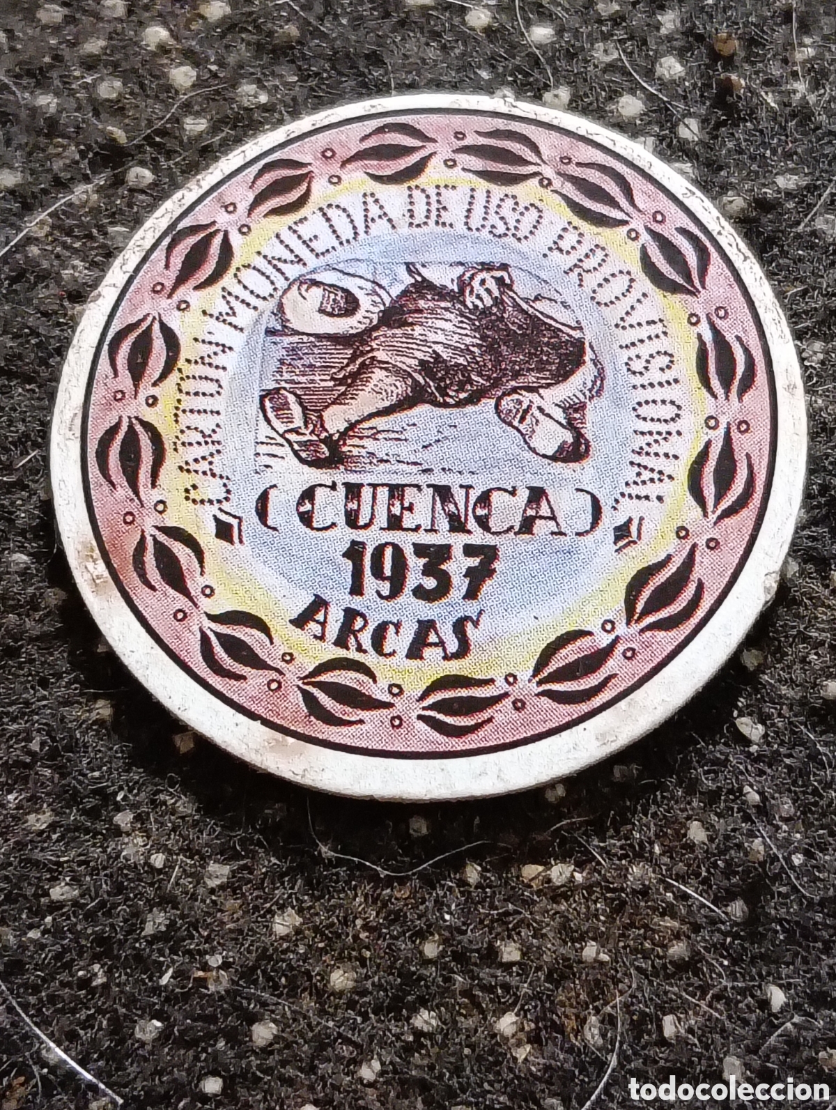 Monedas locales: Cart&oacute;n moneda de ARCAS (CUENCA) 40 Cts 1937 De uso Provisional.