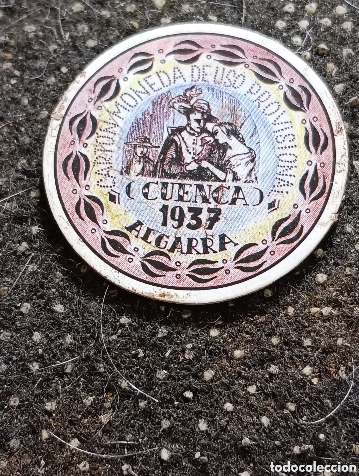 Monedas locales: Cart&oacute;n moneda de ALGARRA (CUENCA) 5 Cts 1937 De uso Provisional.