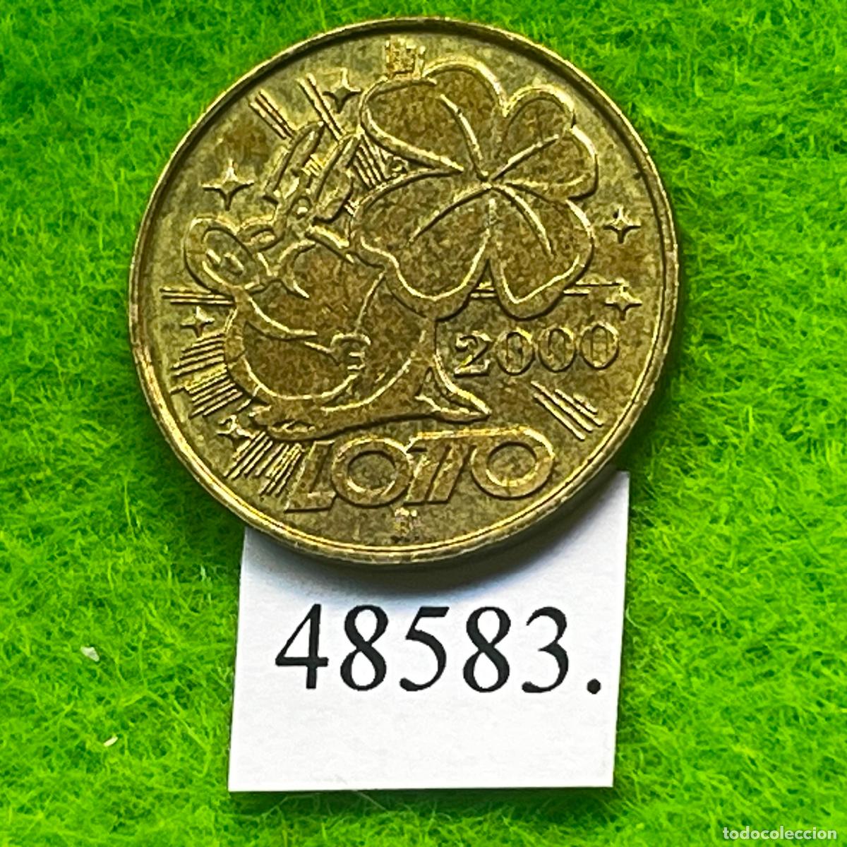 Monedas locales: ficha, Alemania, feliz a&ntilde;o 2000, Loto, token, jet&oacute;n