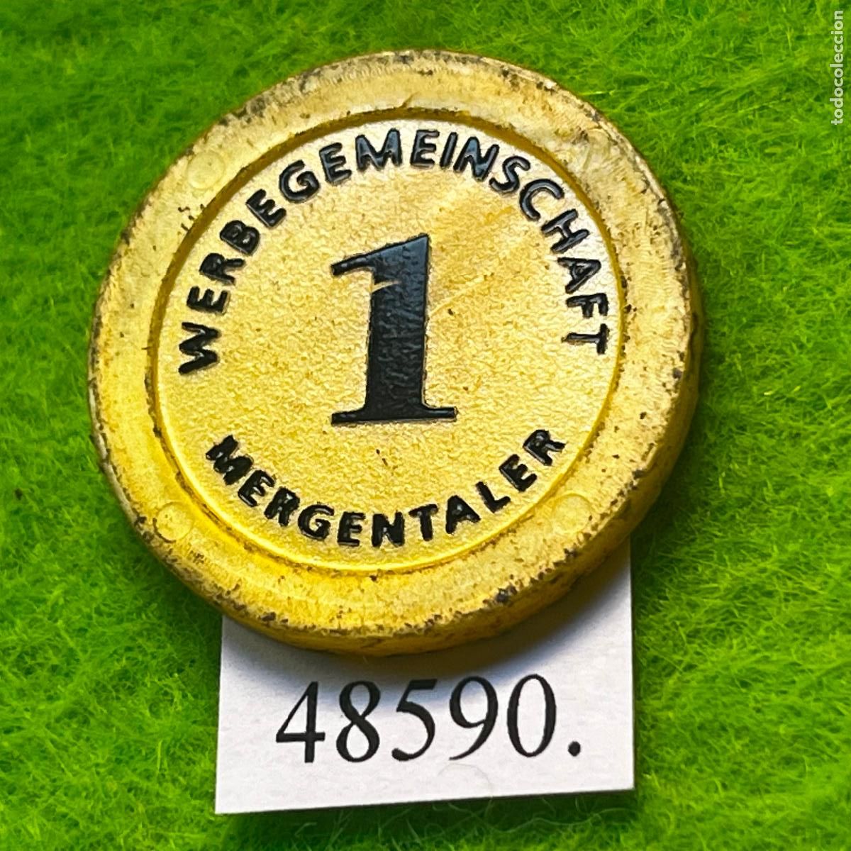 Monedas locales: ficha Alemania, 1 MERGENTALER, WERBEGEMEINSCHAFT BAD MERGENTHEIM, token, jet&oacute;n