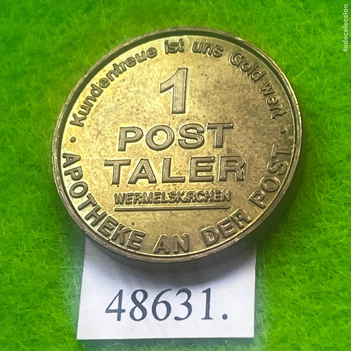 Monedas locales: Ficha Alemania Wermelskirchen-apotheke, Apotheke an der Post, token, jet&oacute;n