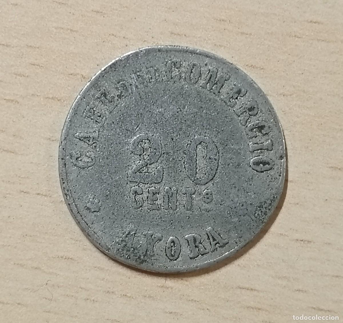 Monedas locales: AYORA, VALENCIA. CAF&Eacute; DEL COMERCIO. 20 CENTS. ALUMINIO. ESCASA