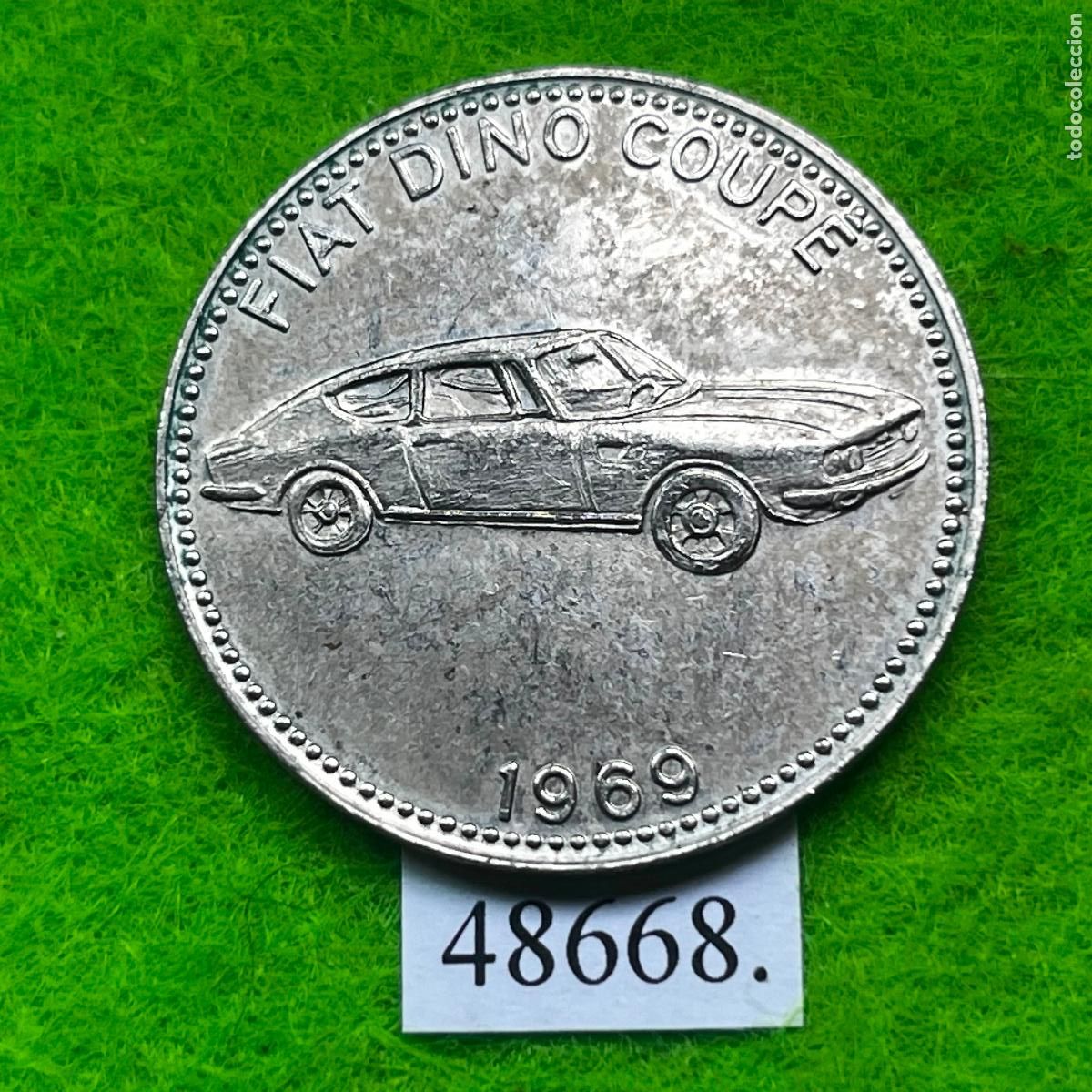 Monedas locales: ficha Shell coche, autom&oacute;vil, Fiat Dino Coupe, 1969 , token, jet&oacute;n