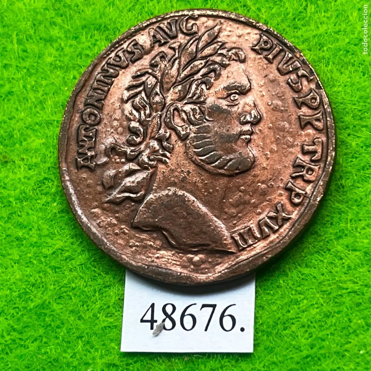 Monedas locales: Roma, sextercio, Antonino Pio, moneda falsa, reproducci&oacute;n moderna, token, jeton
