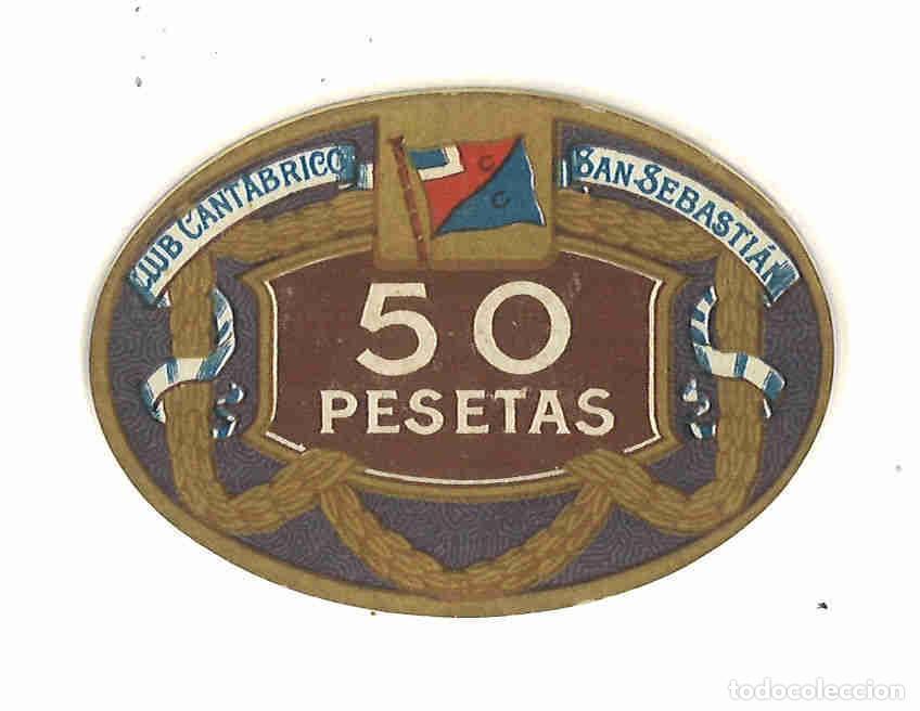 Monedas locales: Club Cant&aacute;brico. San Sebasti&aacute;n. Casino. Ficha de 50 pesetas