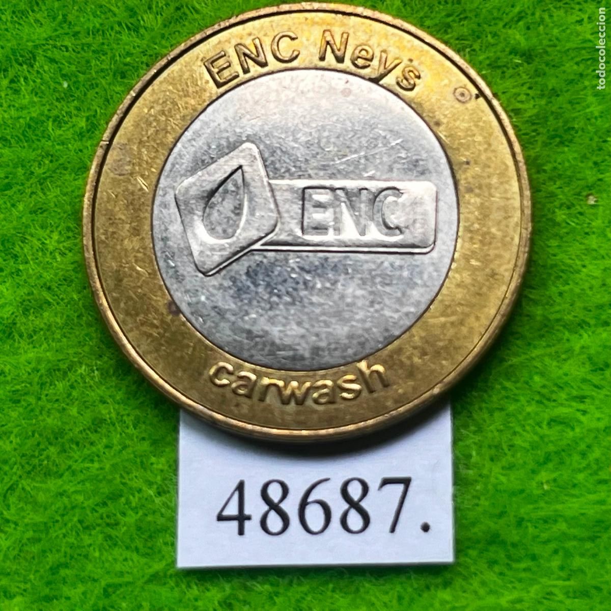 Monedas locales: Ficha ENC Nelys, carwash, autolavado, bimet&aacute;lica, token, jet&oacute;n