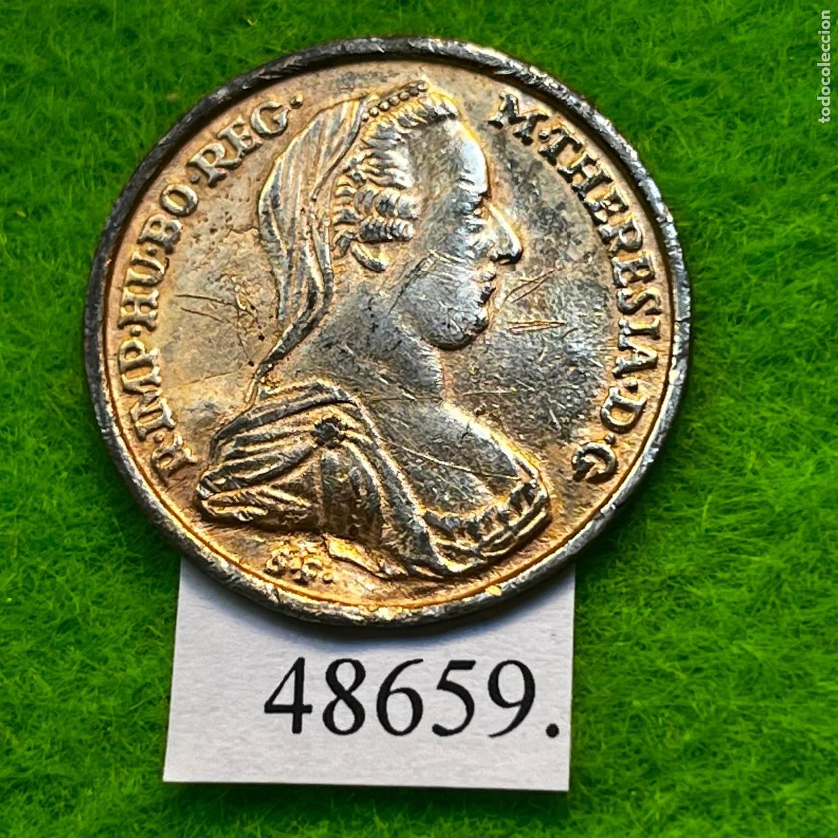 Monedas locales: ficha, Austria, reproducci&oacute;n ducado, M&middot;THERESIA&middot;D&middot;G R&middot;IMP&middot;HU&middot;BO&middot;REG, falsa, token, jet&oacute;n