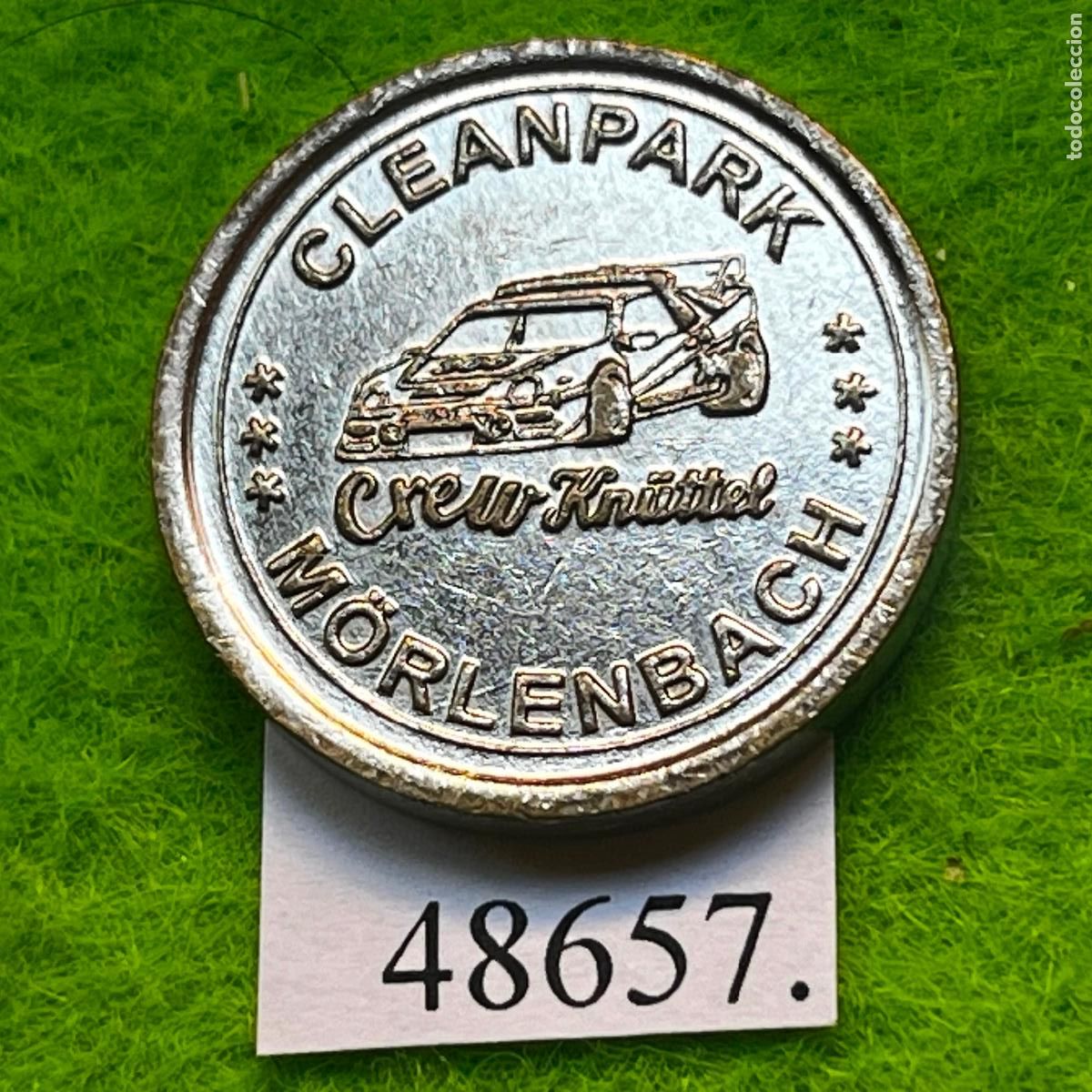 Monedas locales: ficha Alemania, M&ouml;rlenbach, Crew Kn&uuml;ttel, clean park, Autolavado, carwash, token, jet&oacute;n