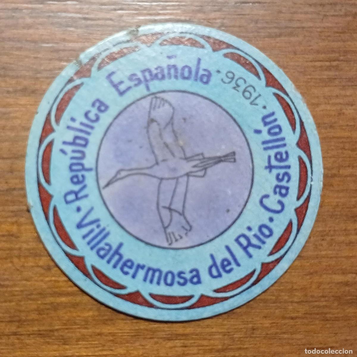 Monedas locales: SELLO CARTON MONEDA DE USO PROVISIONAL, 1937, VILLAHERMOSA DEL RIO (CASTELLON).