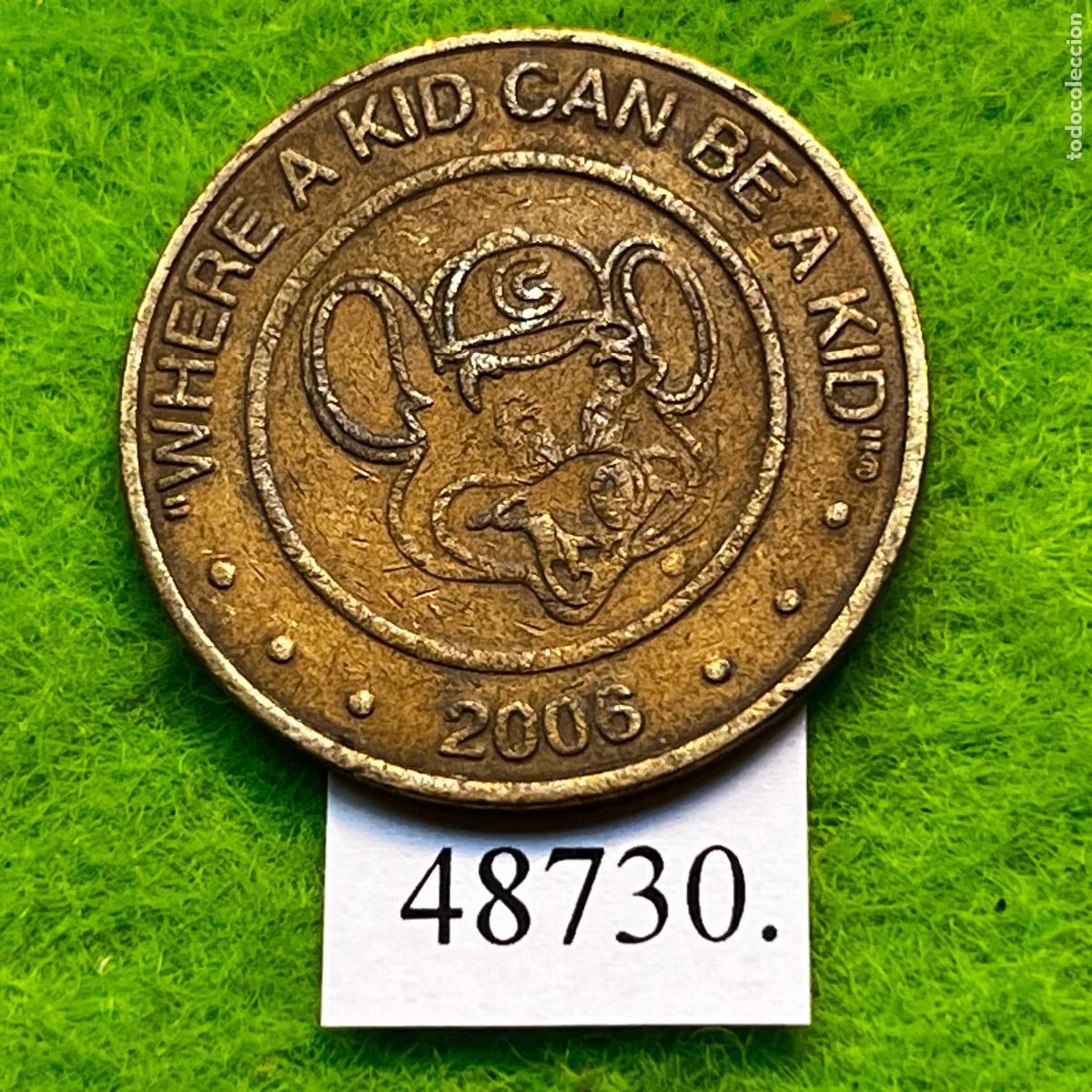 Monedas locales: Ficha Estados Unidos, Chuck E. Cheese, Where a kid can be, arcade, juegos recreativos, token, jeton.