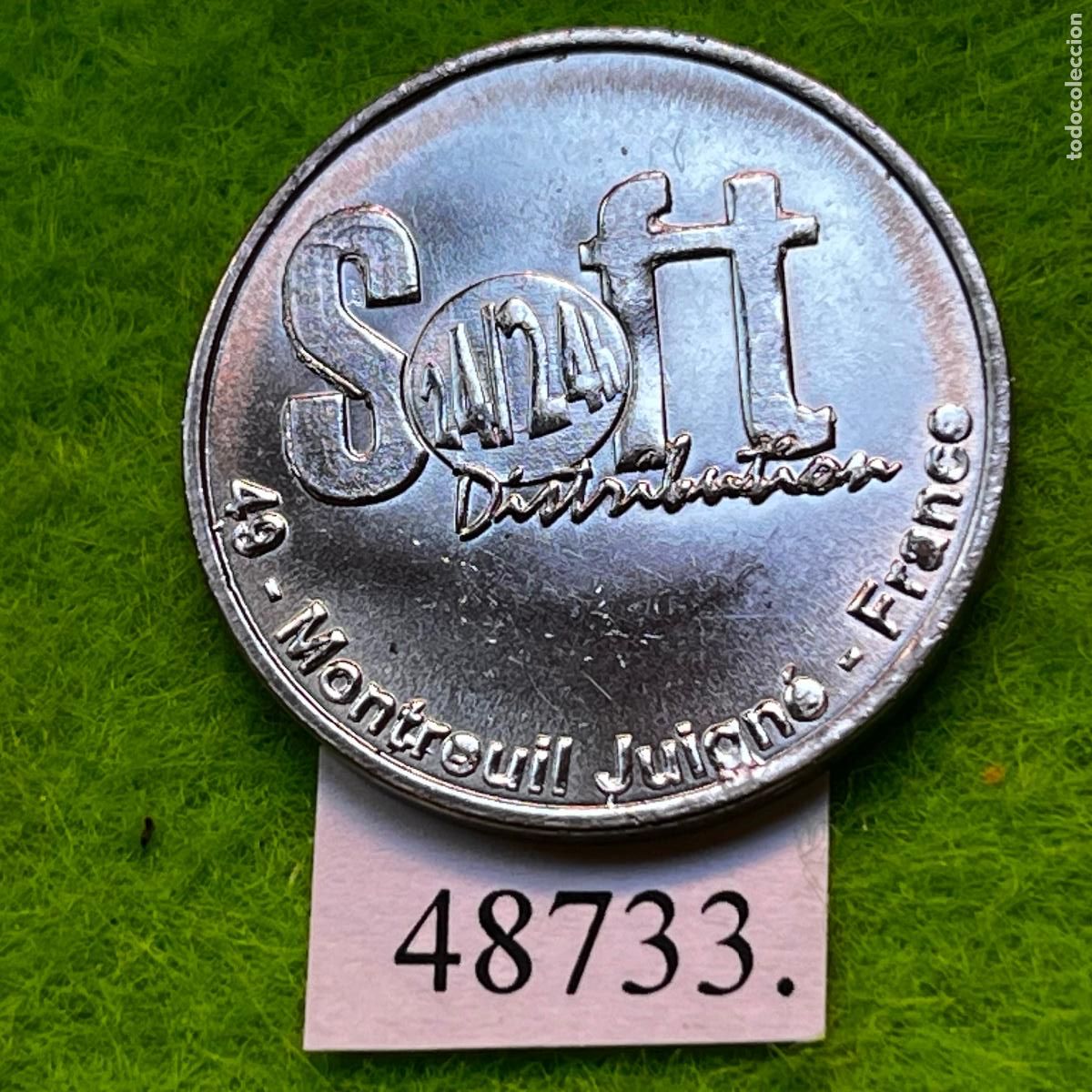 Monedas locales: Ficha Francia, Montreuil-Juign&eacute;, SOFT distribuci&oacute;n, venta autom&aacute;tica, vending, token, jeton