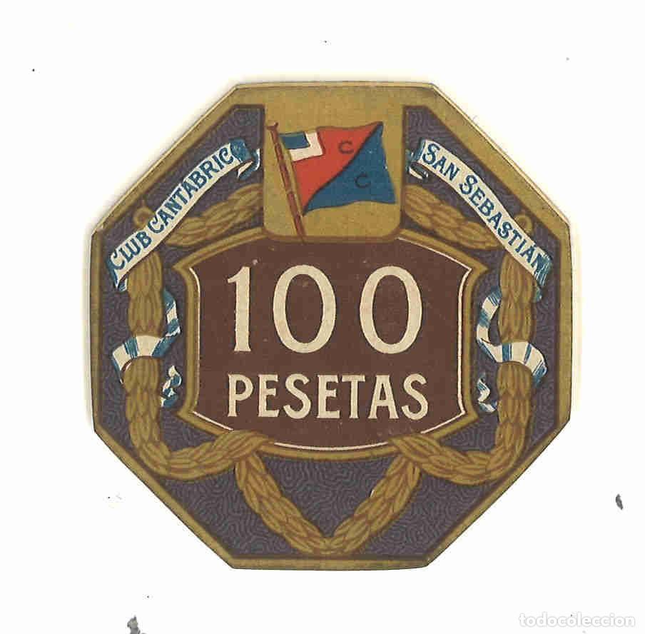 Monedas locales: Casino Club Cant&aacute;brico San Sebasti&aacute;n. Ficha de casino. 100 pesetas
