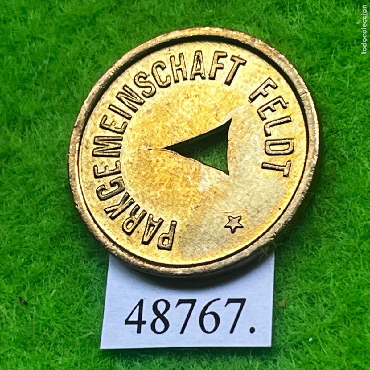Monedas locales: Ficha Alemania, Wuppertal, Parkgemeinschaft Feldt, parking, aparcamiento, Token, jet&oacute;n