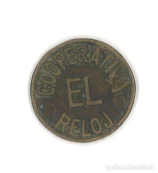 Monedas locales: Cooperativa El Reloj. Ficha de 50 c&eacute;ntimos. Pan