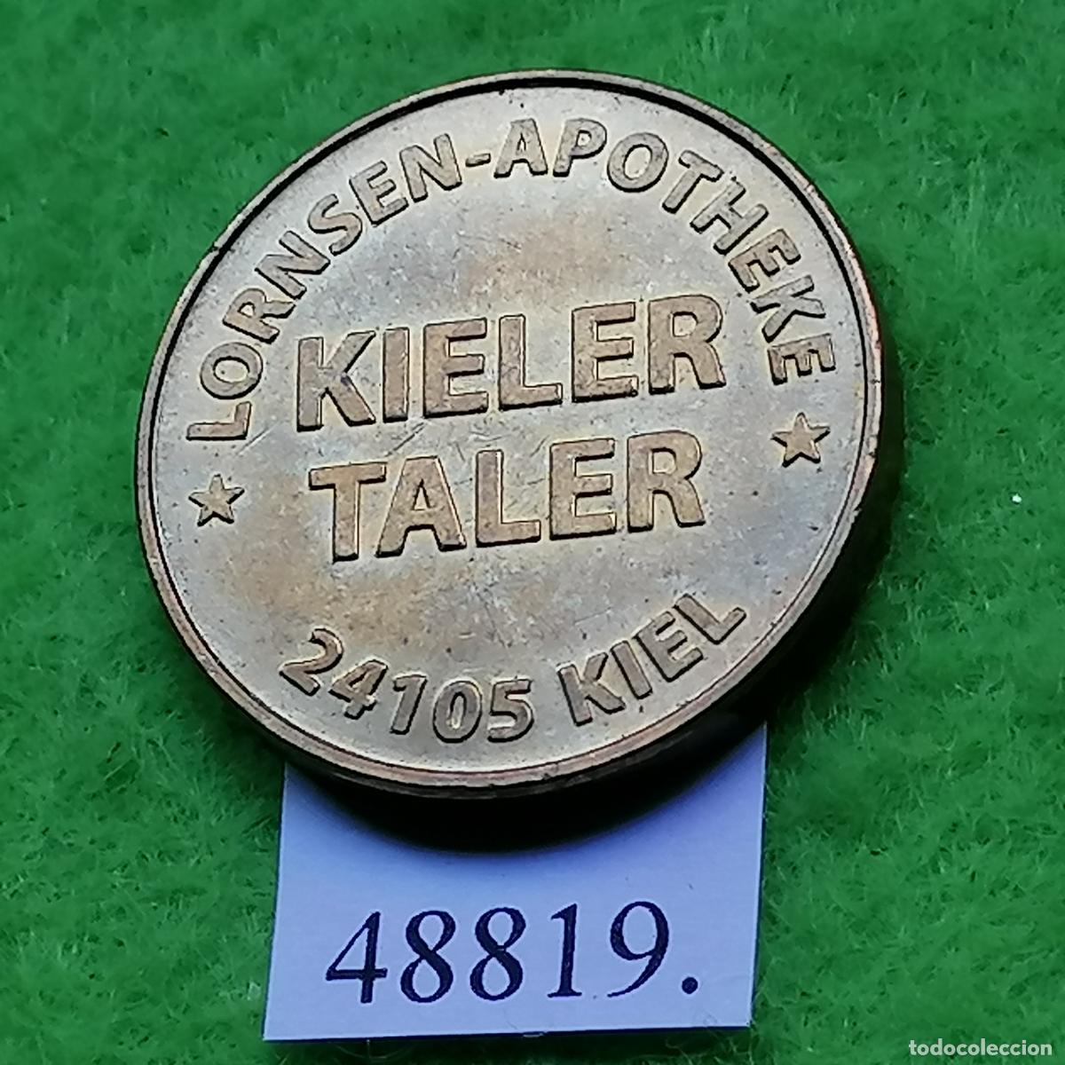 Monedas locales: Ficha Alemania, Kiel, Lornsen, apotheke, farmacia , Token, jet&oacute;n