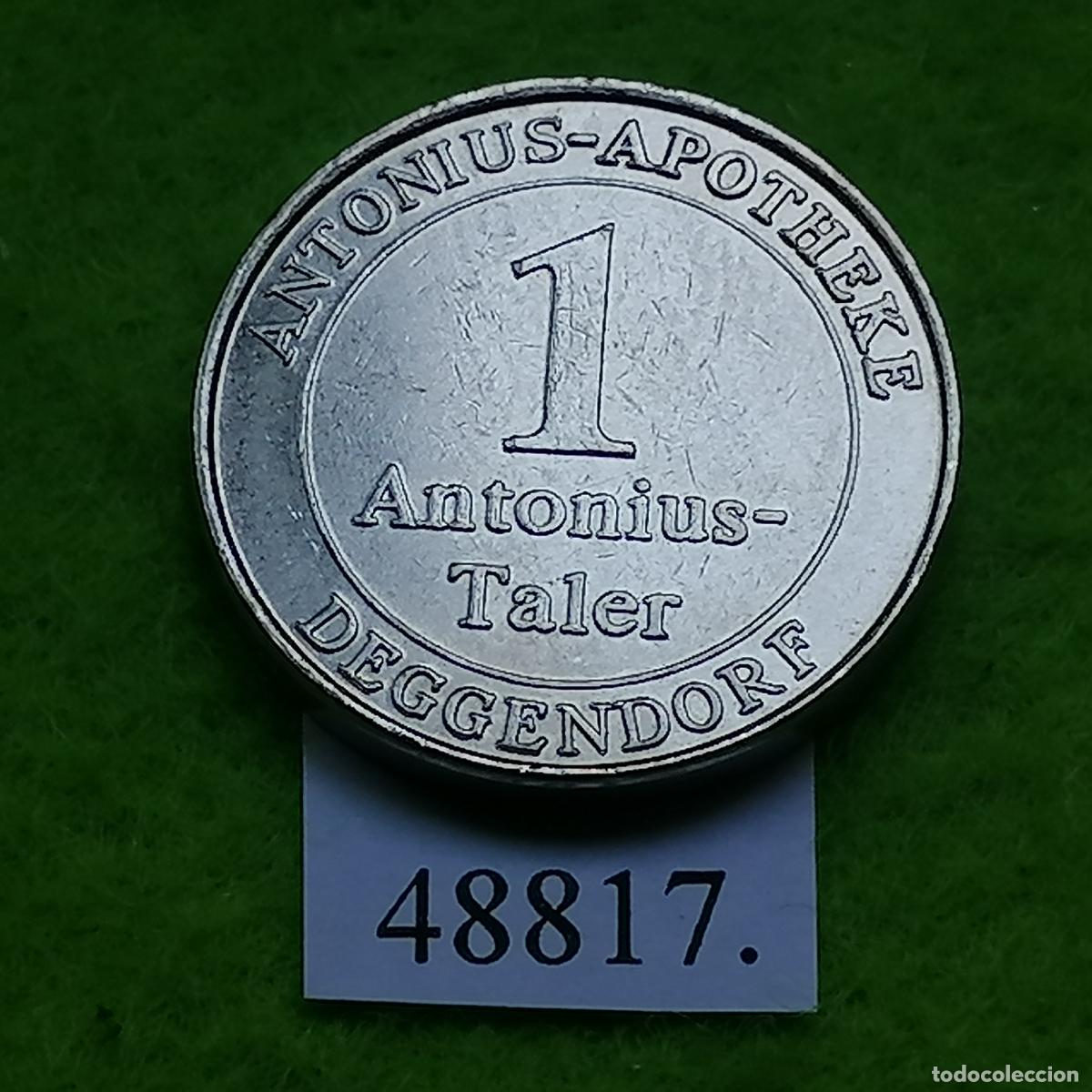 Monedas locales: Ficha Alemania, Deggendorf, Antonius, apotheke, farmacia , Token, jet&oacute;n